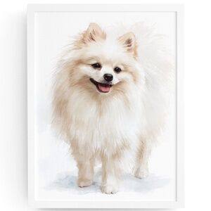 Watercolor Pomeranian Dog Portrait Art Print – Unframed Fine Art Poster